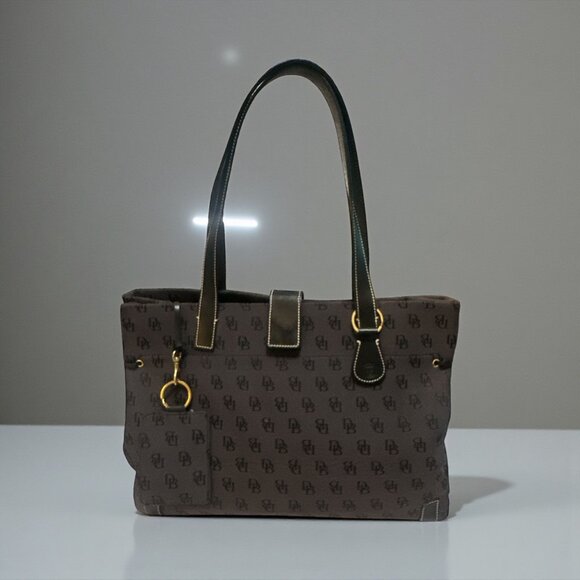Dooney & Bourke Signature Monogram Tote H2459130 Black Jacquard DB Shoulder Bag - Picture 1 of 8